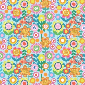 Flower Power - Pale Aqua - Medium scale