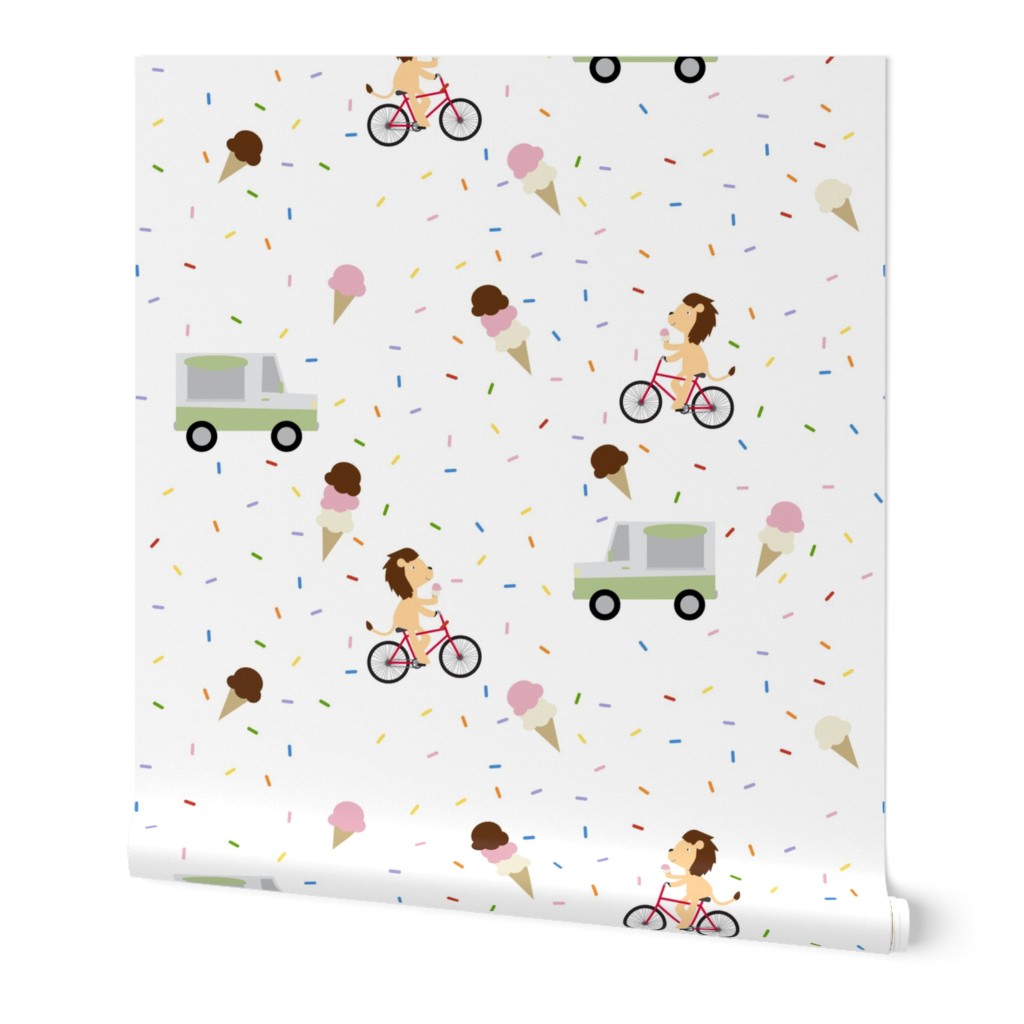 Lion On a Bicycle to the Ice Cream Truck Sprinkles- Large Print