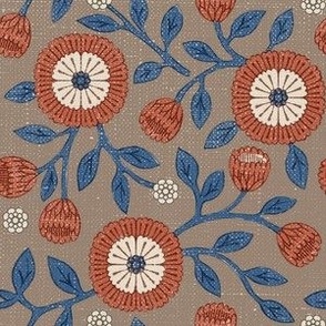 Autumnal Table - Bobble Floral Flax Background