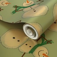 Winter Christmas happy snowmen scarf on mint green SMALL