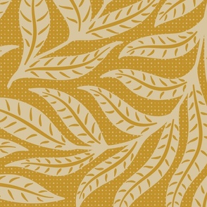 palmleaves tropical lounge mustard beige