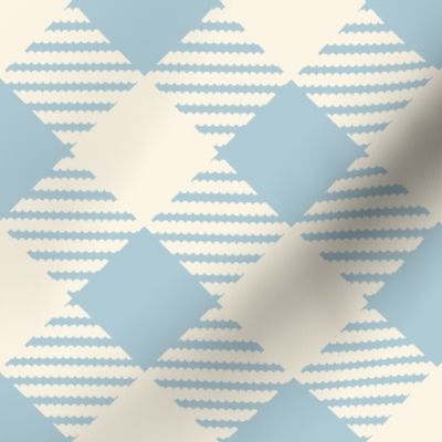 Dove Blue  and Cream  diagonal geometric Grid  