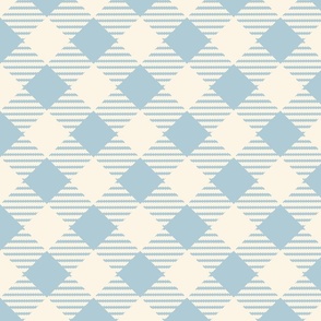 Dove Blue  and Cream  diagonal geometric Grid  