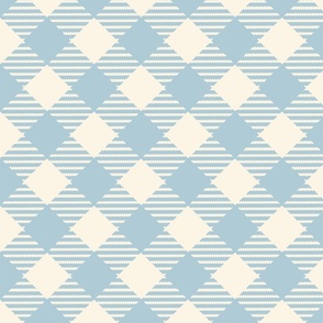 Dove Blue  and Cream  diagonal geometric Grid  1