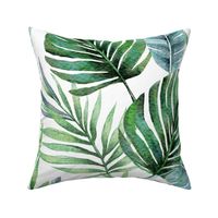 Monstera and Palm Watercolor Tropical Leaves