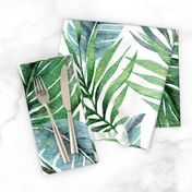 Monstera and Palm Watercolor Tropical Leaves