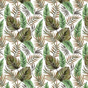 Monstera and Palm Watercolor Tropical Leaves