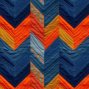 British Quilt & Craft Orange Denim Zigzag