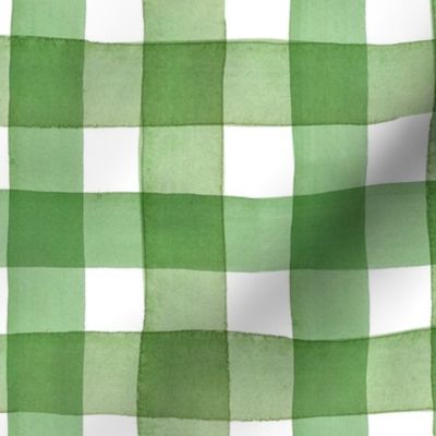 Rustic hand-painted watercolor gingham green