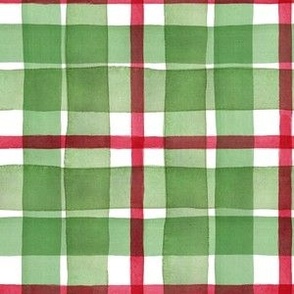 red and green watercolor plaid rustic Christmas medium scale