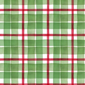 red and green watercolor plaid rustic Christmas