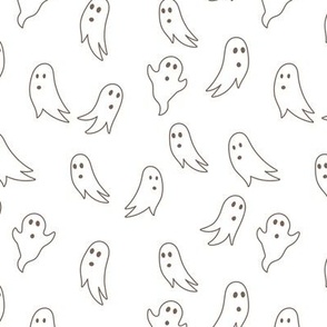 Minimalist boho style ghosts - halloween spooky season ghost outline freehand drawing chocolate on white