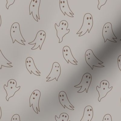 Minimalist boho style ghosts - halloween spooky season ghost outline freehand drawing chocolate on gray