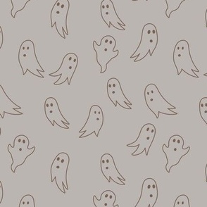 Minimalist boho style ghosts - halloween spooky season ghost outline freehand drawing chocolate on gray