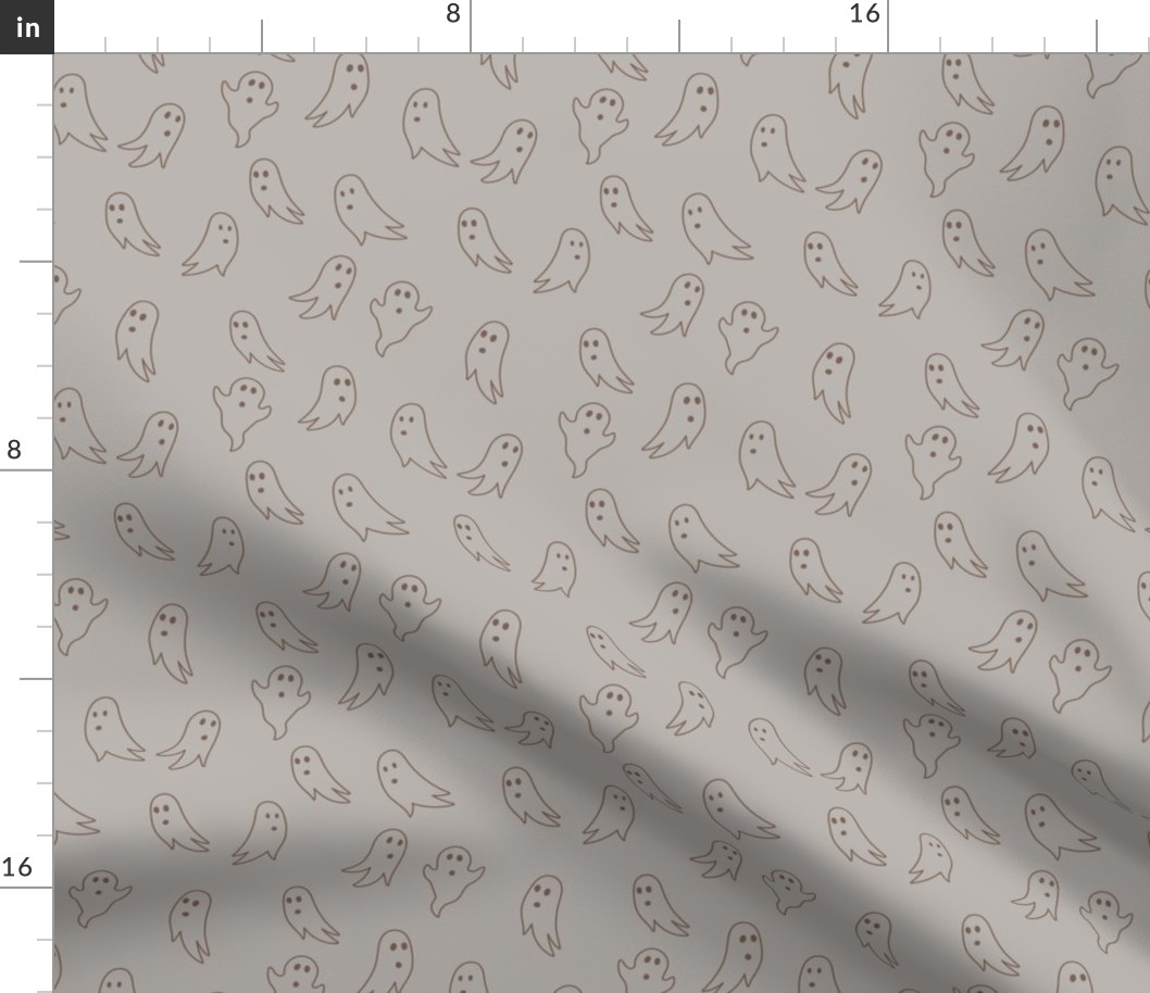 Minimalist boho style ghosts - halloween spooky season ghost outline freehand drawing chocolate on gray