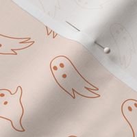 Minimalist boho style ghosts - halloween spooky season ghost outline freehand drawing burnt orange on blush