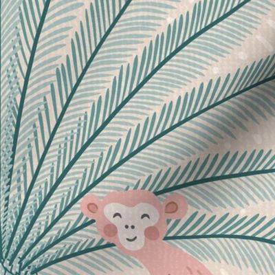 sago palm with monkey/textured custom pink and mint/jumbo