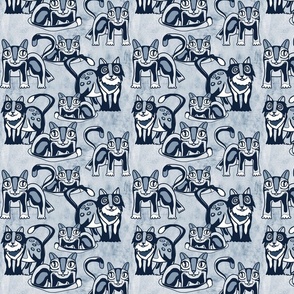 Cats on steel blue