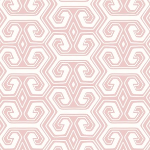 Tribal geometric/chalk pink and white/medium