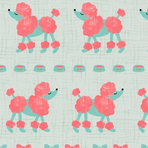 Preppy Poodle Dogs going to Paris | Pink and Green | Large Scale