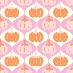 LARGE Hand-Drawn Retro inspired Orange and Pink Pumpkins