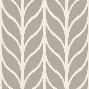 columns - cloudy silver taupe _ creamy white - simple leaves geometric