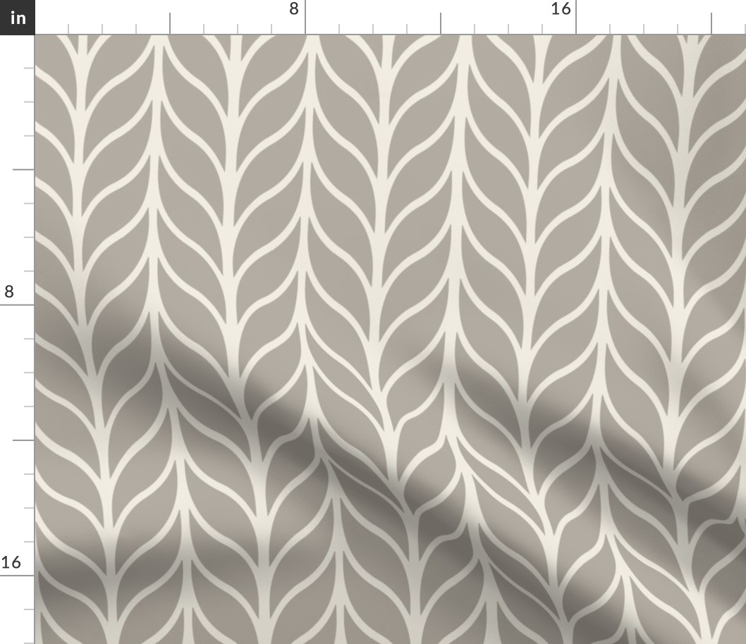 columns - cloudy silver taupe _ creamy white - simple leaves geometric