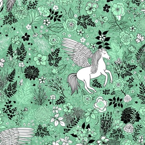 Pegasus in a Picturesque Prairie (Mint Green) 