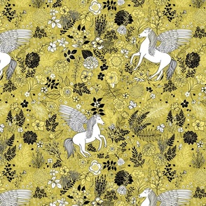 Pegasus in a Picturesque Prairie (Buttercup Yellow small scale)