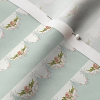 3" Scalloped Border with Rose Buds in Aqua by Audrey Jeanne