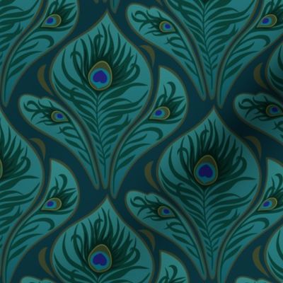 Art Nouveau Peacock teal