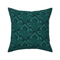 Art Nouveau Peacock teal