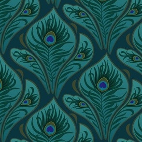 Art Nouveau Peacock teal