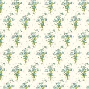 3" Forget Me Not Posies Floral in Off White by Audrey Jeanne