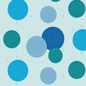 (S) Ultra Steady Pantone palette hand-drawn mending circles -on Light blue