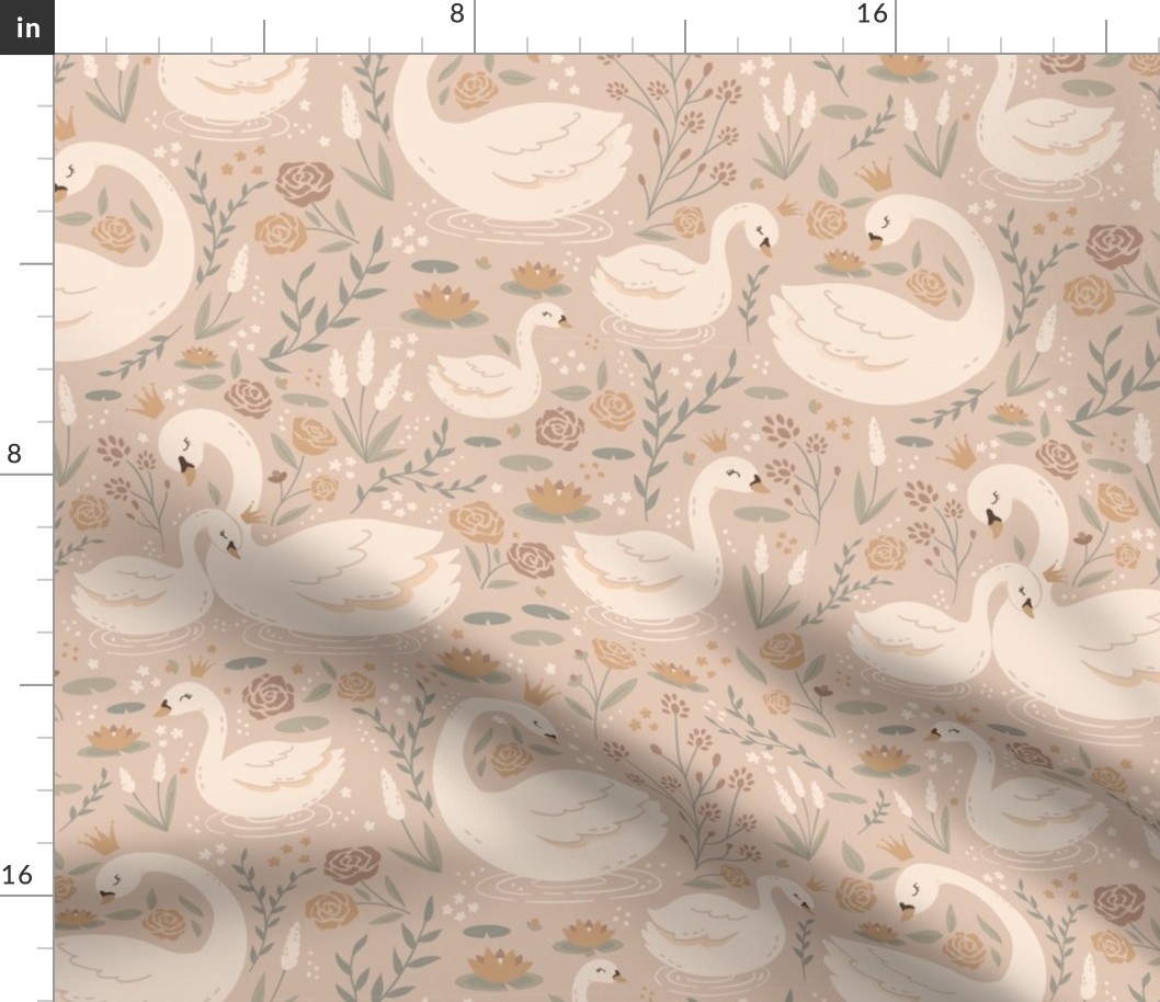 The Swan Princess - seamless pattern design - vintage