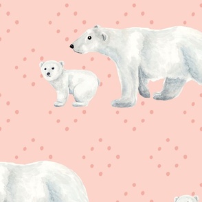 Pink Christmas Mama and Baby Polar Bear 24 inch