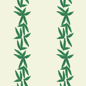 Peony Leaves Stripes on Ivory - Small