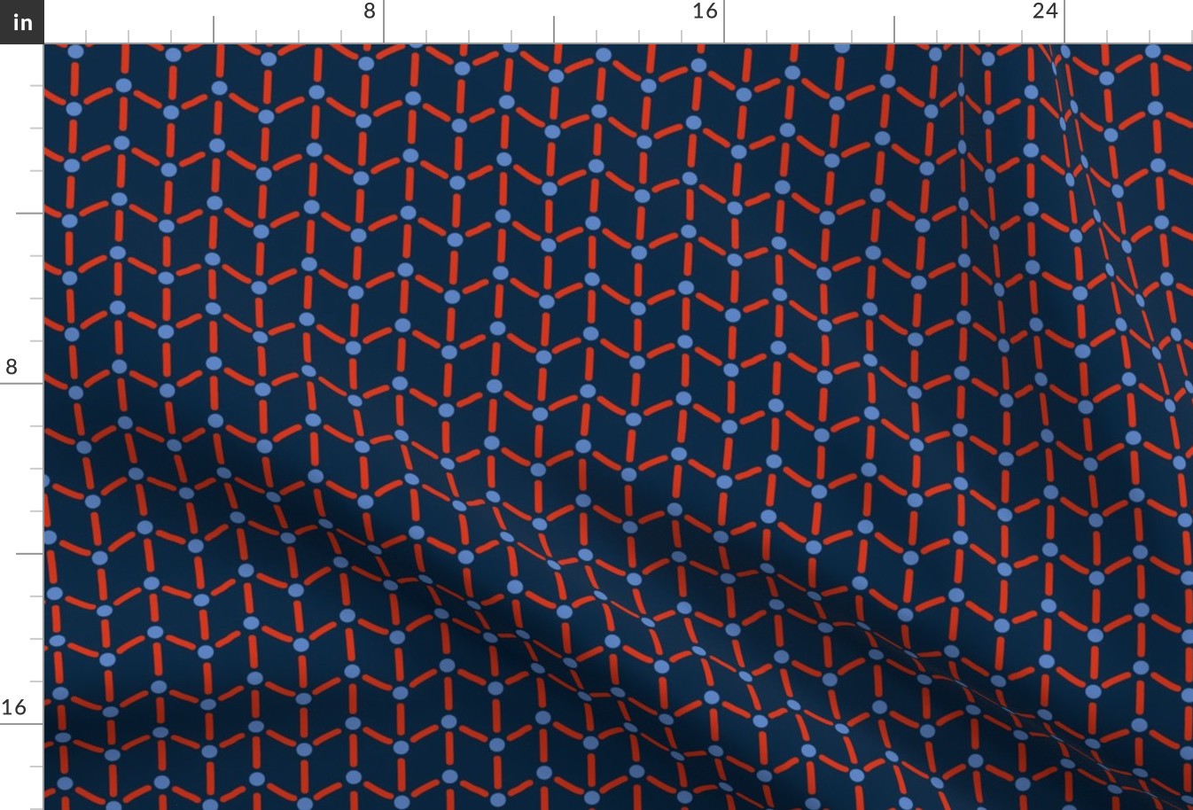 Doodle Geometry - Dots and Stripes - Herringbone - Blue and Orange - Dark Blue BG