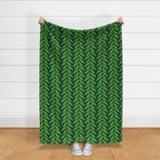 Watercolour Chevron Leaves on Emerald Green - Large Scale
