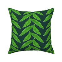 Watercolour Chevron Leaves on Emerald Green - Large Scale