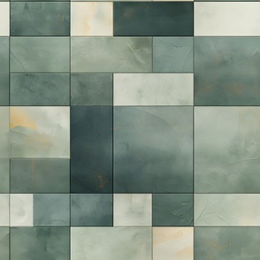 Muted Green Squares & Rectangles