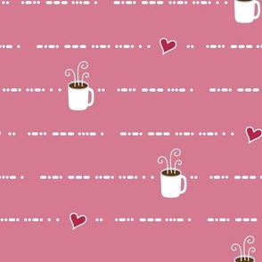 I Love Coffee Morse Code on Pink D67A91: Small