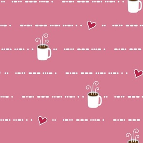 I Love Coffee Morse Code on Pink D67A91:  Medium