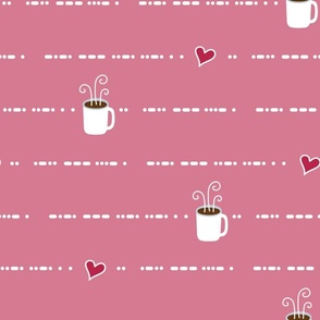 I Love Coffee Morse Code on Pink D67A91: Large