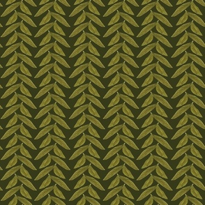Warm Neutral Chevron Leaves on Moss - Small Scale