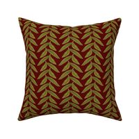 Watercolour Chevron Leaves on Burgundy - Small