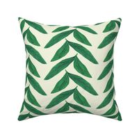 Chevron Leaves on Ivory - Large Scale