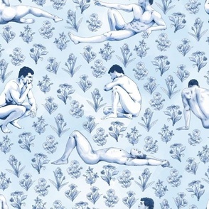 Field of Dreams (Male Figures, Wildflowers, Blue)