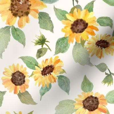 Watercolor sunflower -light background